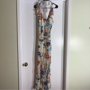 Elle Cream Floral Maxi Dress with Ruffle Straps